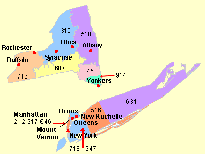 New York New York Area Code Map